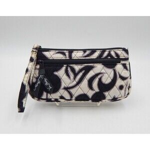Vera Bradley Night And Day Top Zip Wristlet Black White Quilted 9 Inch Wallet A